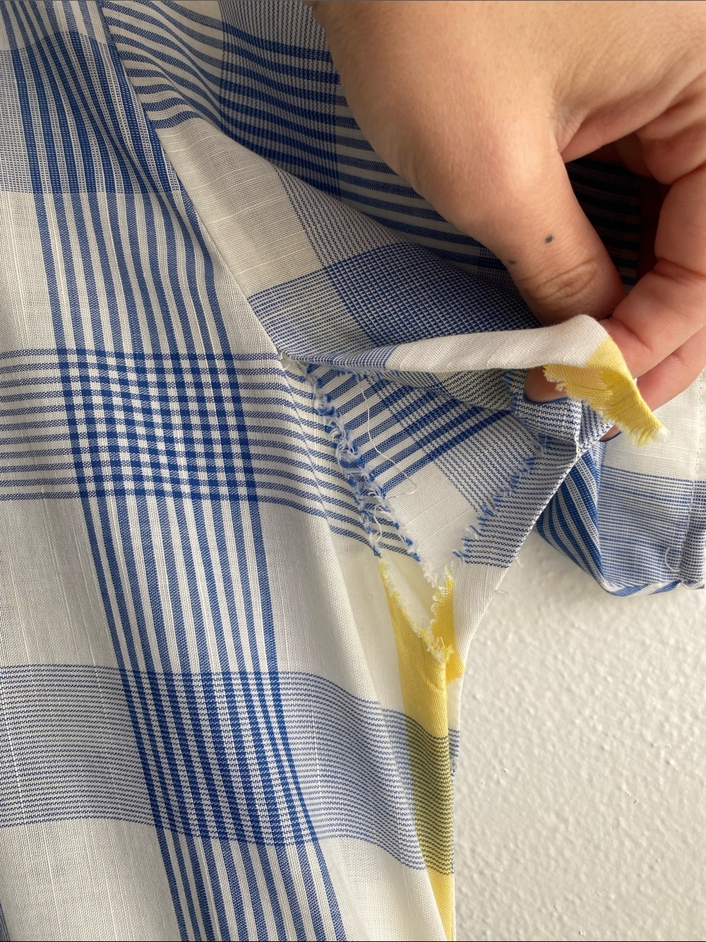 50s Vintage Blue and Yellow Plaid Button-Front Dress - Picture 7 of 7